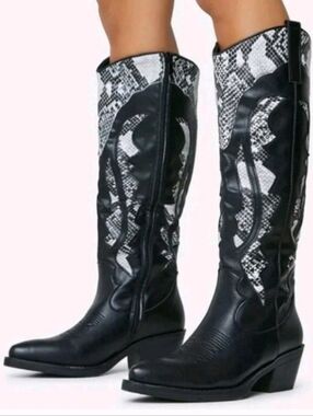 New Womens Embroidered Black Westeria Flare Tazzel Boots By Spring Step